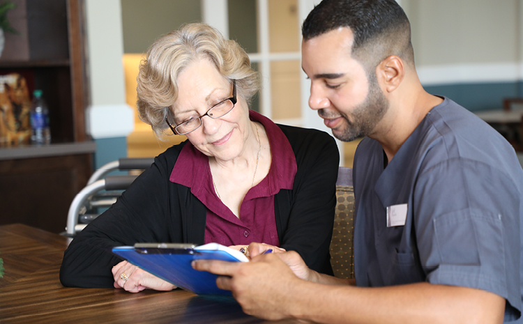 a nurse and an elderly woman