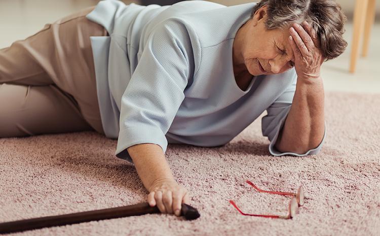 an elderly woman who has fallen