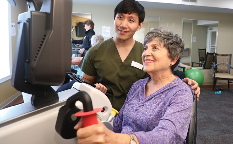 an elderly woman working out