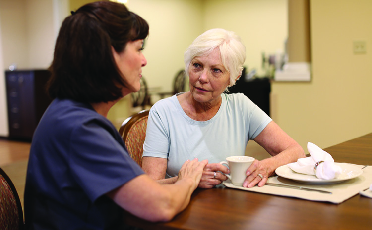 Caregiver and an elderly woman