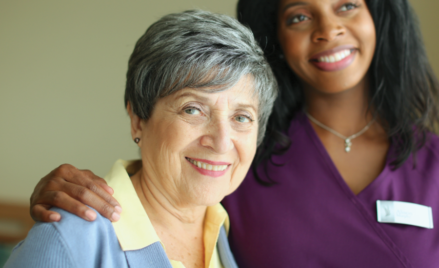 female providence respite caregiver spends time with respite client