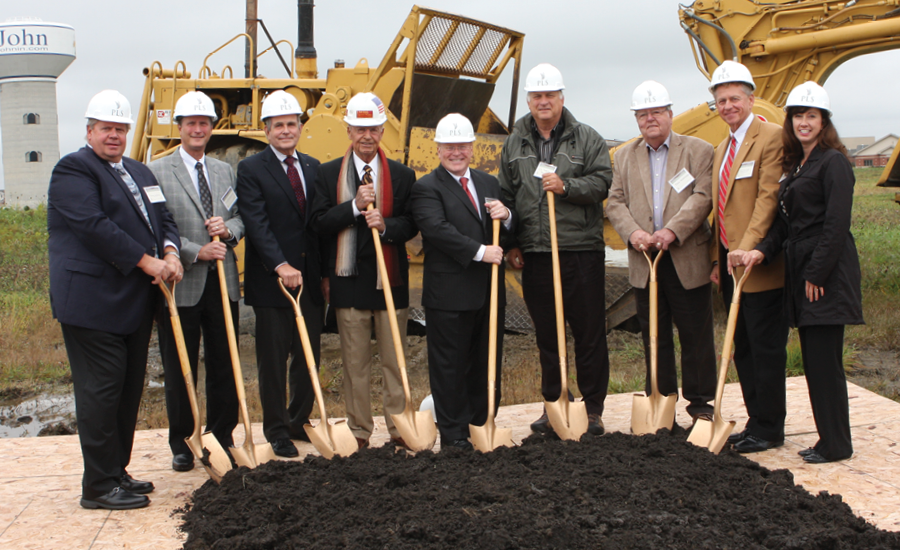 providence leadership pose with shovels at park place st John groundbreaking