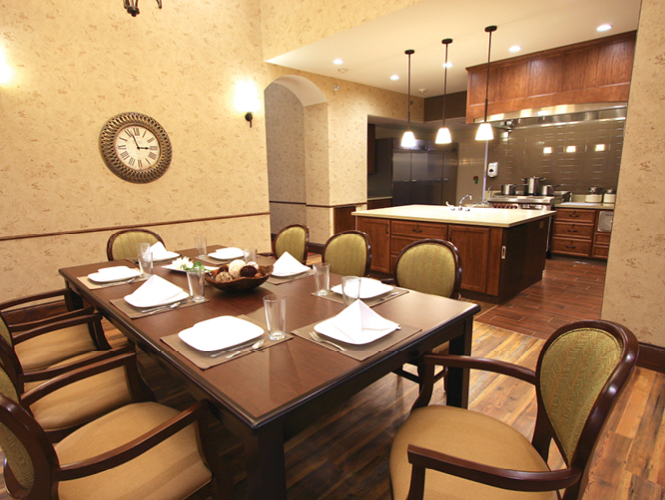 interior of nursing home dining room